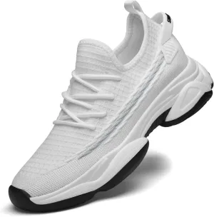 Men's Fashion Solid Color Mesh Fabric Inside Heightening Sports Shoes Casual Breathable Running Shoes Sneaker Ornament for Men