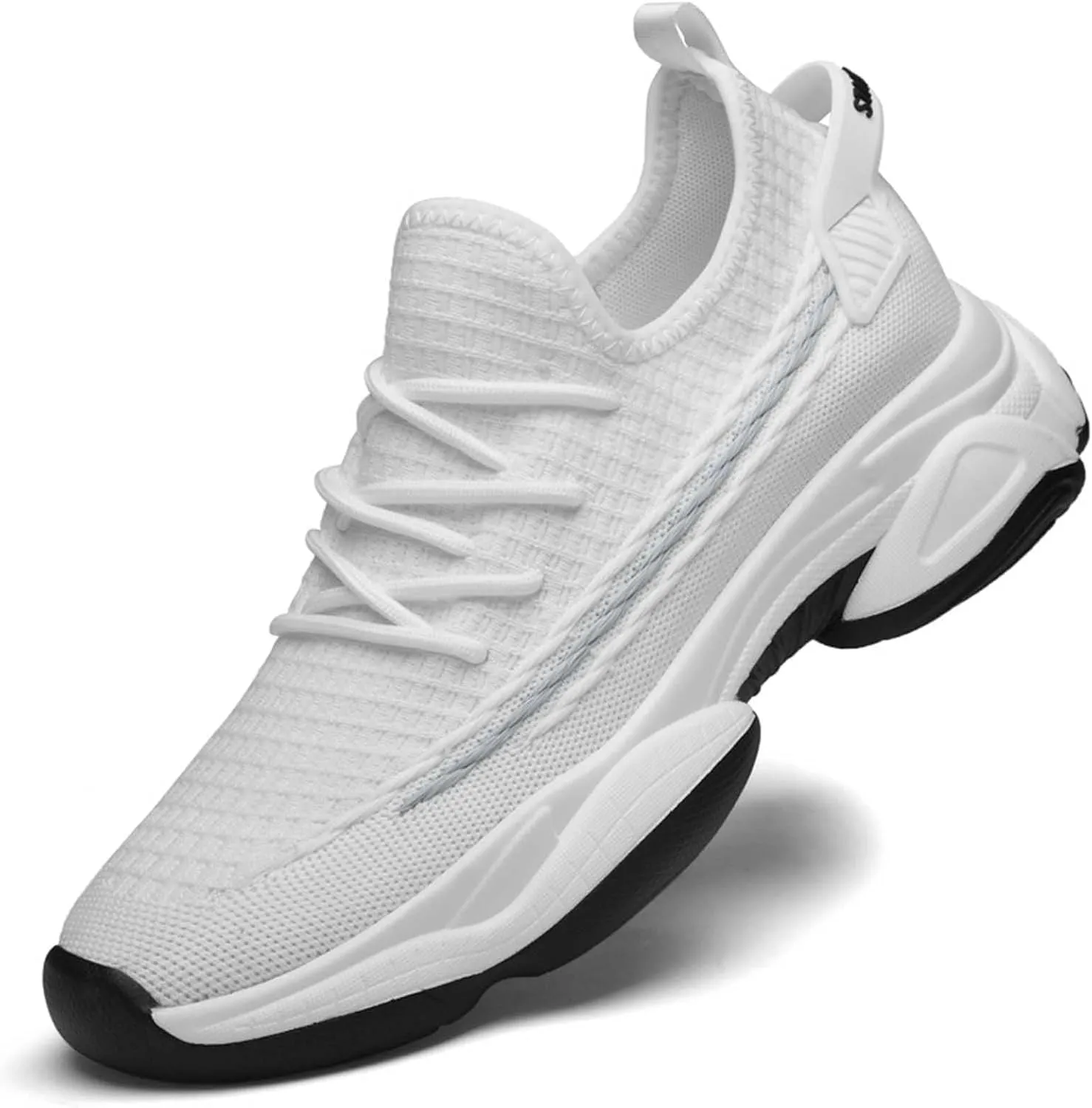 Men's Fashion Solid Color Mesh Fabric Inside Heightening Sports Shoes Casual Breathable Running Shoes Sneaker Ornament for Men