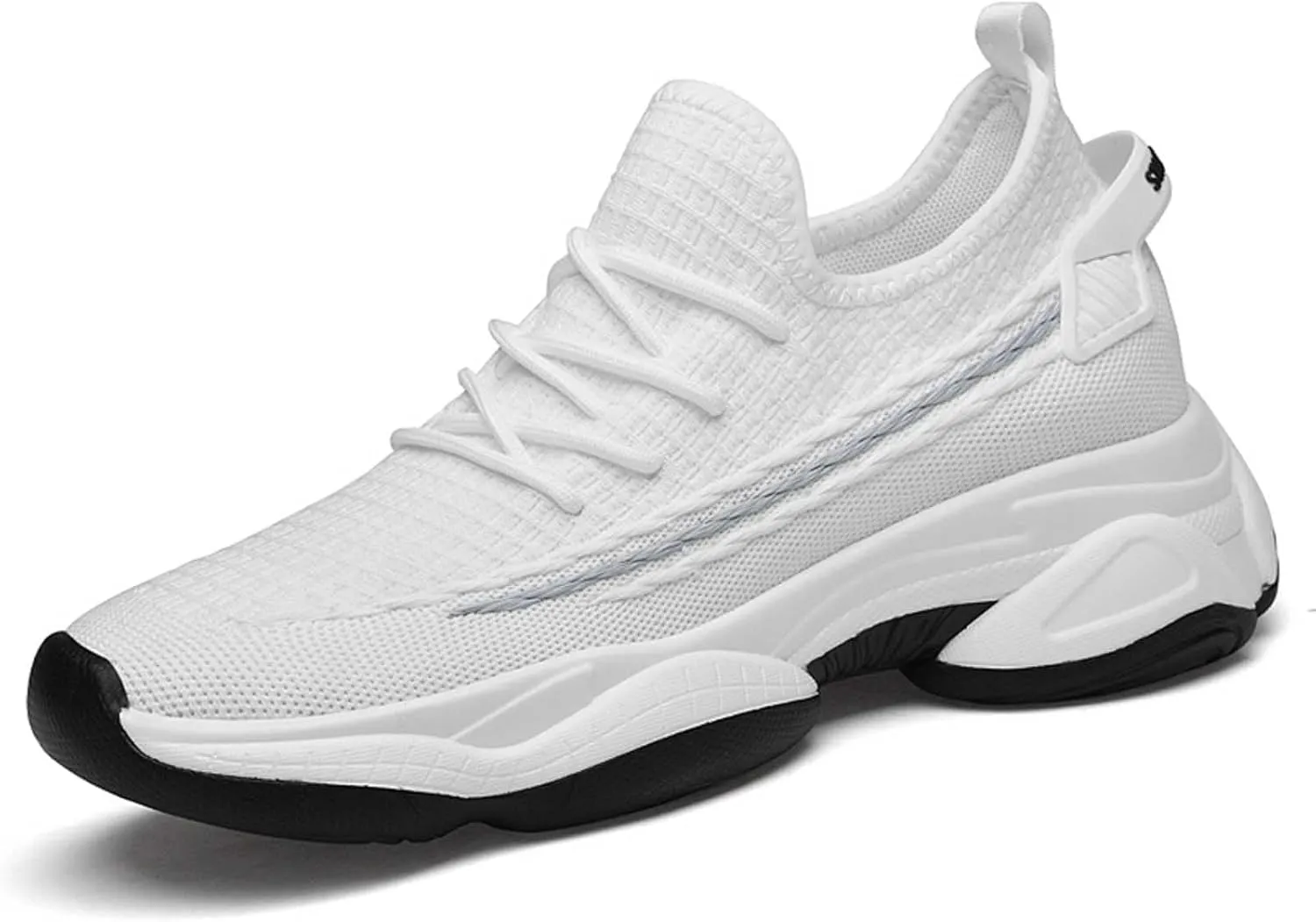 Men's Fashion Solid Color Mesh Fabric Inside Heightening Sports Shoes Casual Breathable Running Shoes Sneaker Ornament for Men