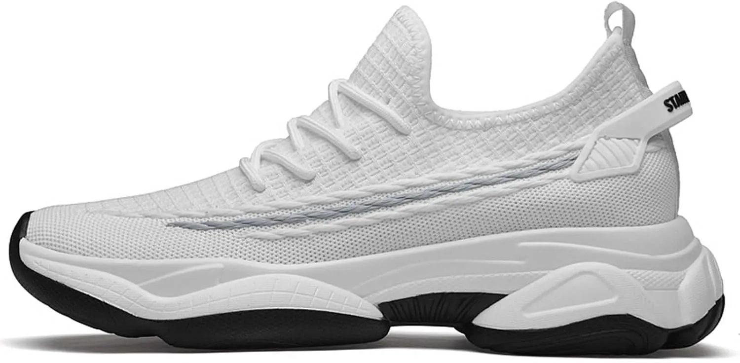 Men's Fashion Solid Color Mesh Fabric Inside Heightening Sports Shoes Casual Breathable Running Shoes Sneaker Ornament for Men