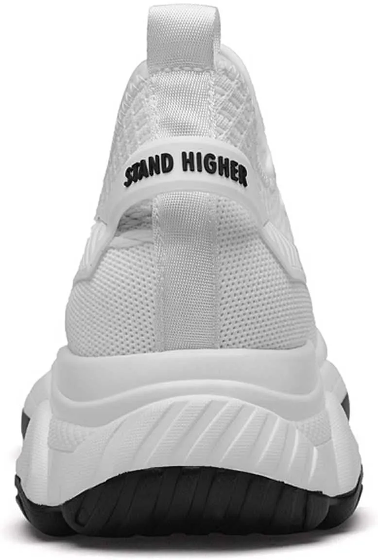 Men's Fashion Solid Color Mesh Fabric Inside Heightening Sports Shoes Casual Breathable Running Shoes Sneaker Ornament for Men