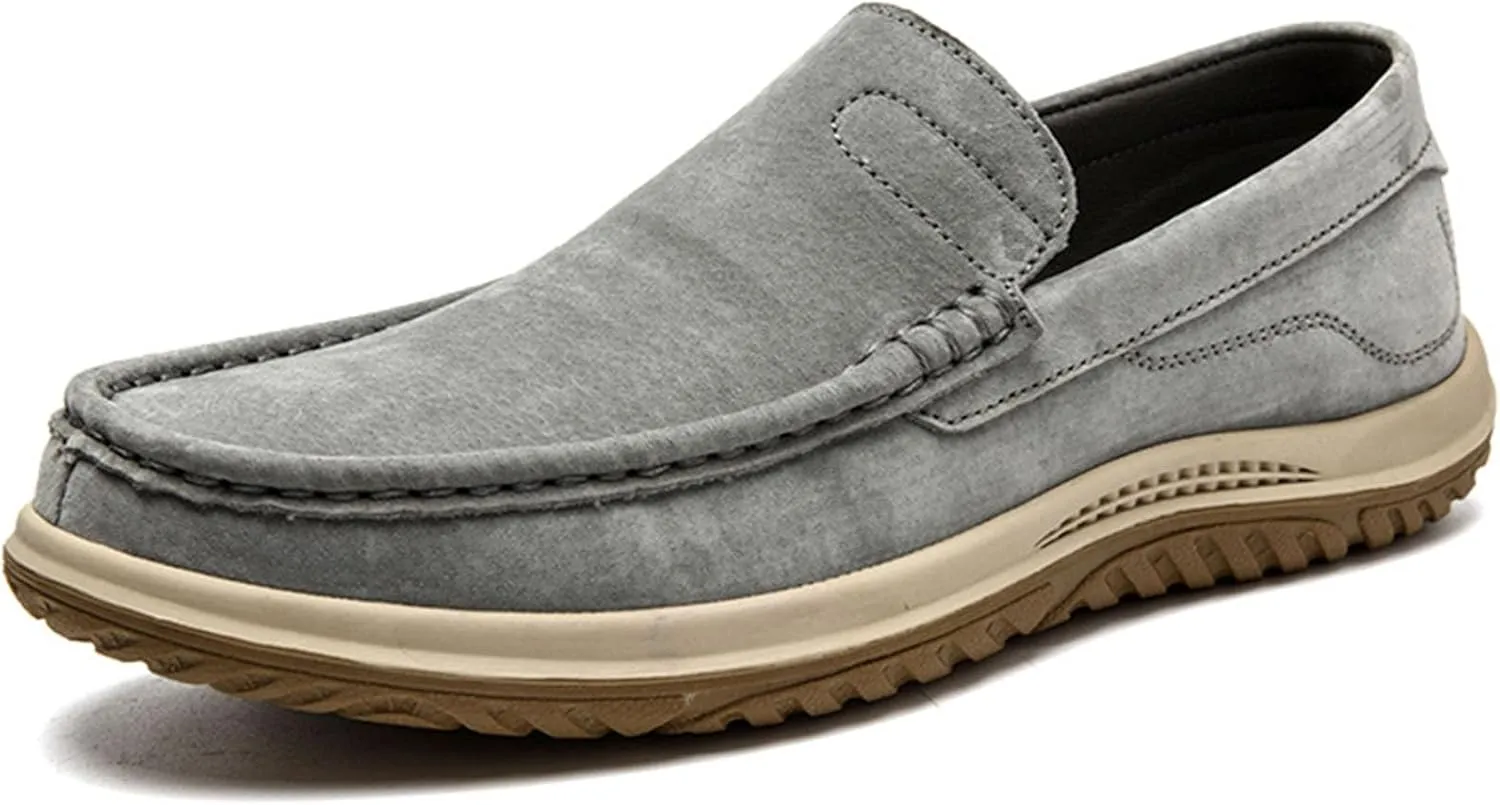 Men's Fashion Vintage Suede Soft Driving Loafers Casual Comfort Slip Resistant Leather Penny Loafers Boat Shoes