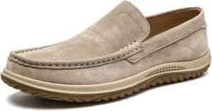 Men's Fashion Vintage Suede Soft Driving Loafers Casual Comfort Slip Resistant Leather Penny Loafers Boat Shoes