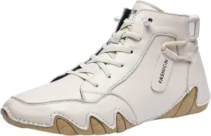 Mens High Top Lace Up Leather Sport Shoes Casual Shoes Mens Plus Size Ankle Boots Mechanic Work Boots Sneaker