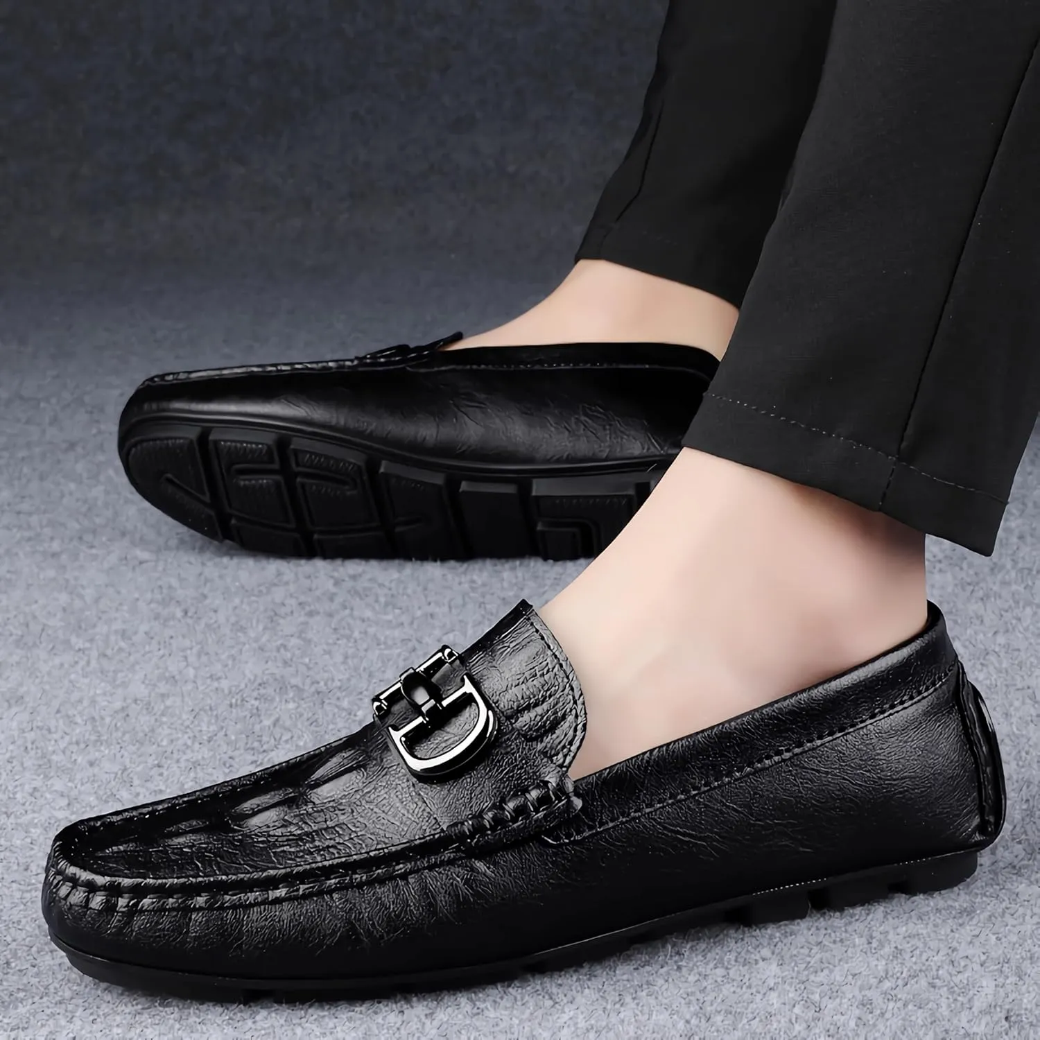 Men's Leather Driving Slip-on Penny Loafers Shoes