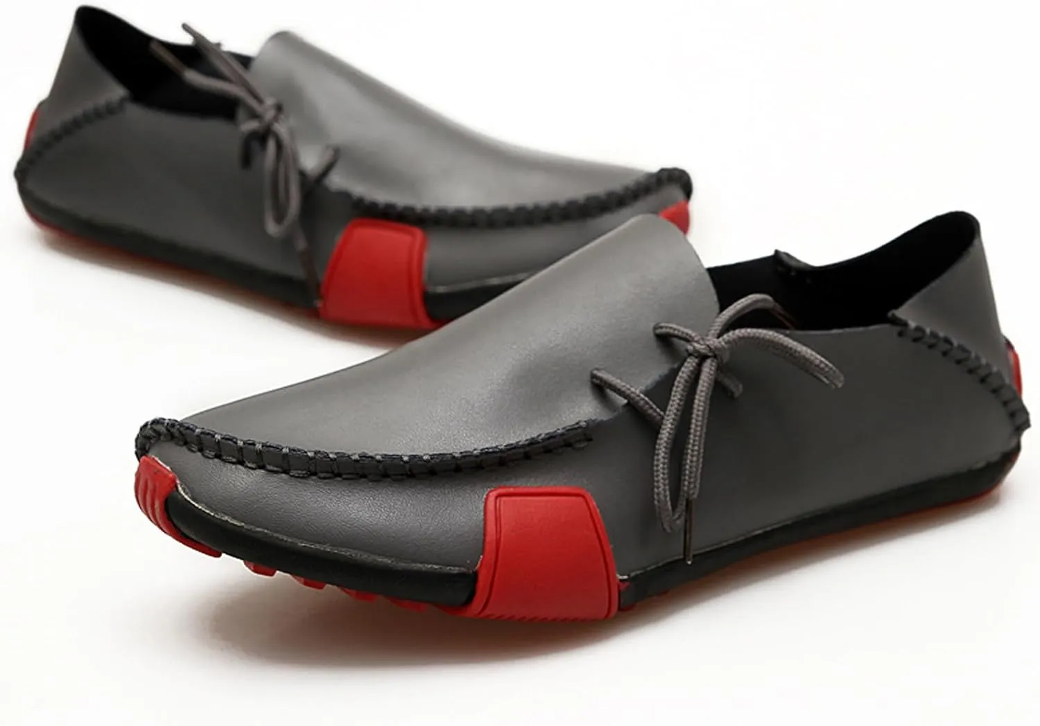 Men's Leather Handmade Strappy Comfortable Dress Loafers Fashion Non Slip Lightweight Stitching Details Flat Casual Walking Driving Shoes for Work Party Date Wedding