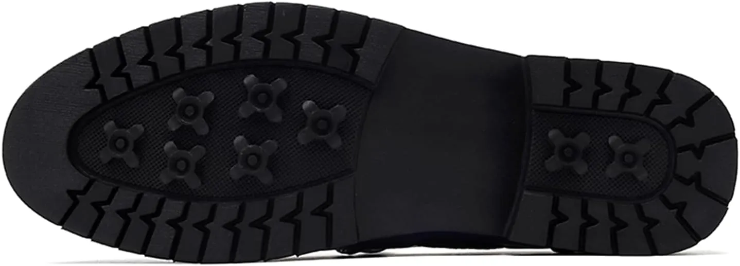 Men's Leather Loafers Black Slip-On Shoes Classic Tassel Loafers Arch Support Casual Dress Shoes
