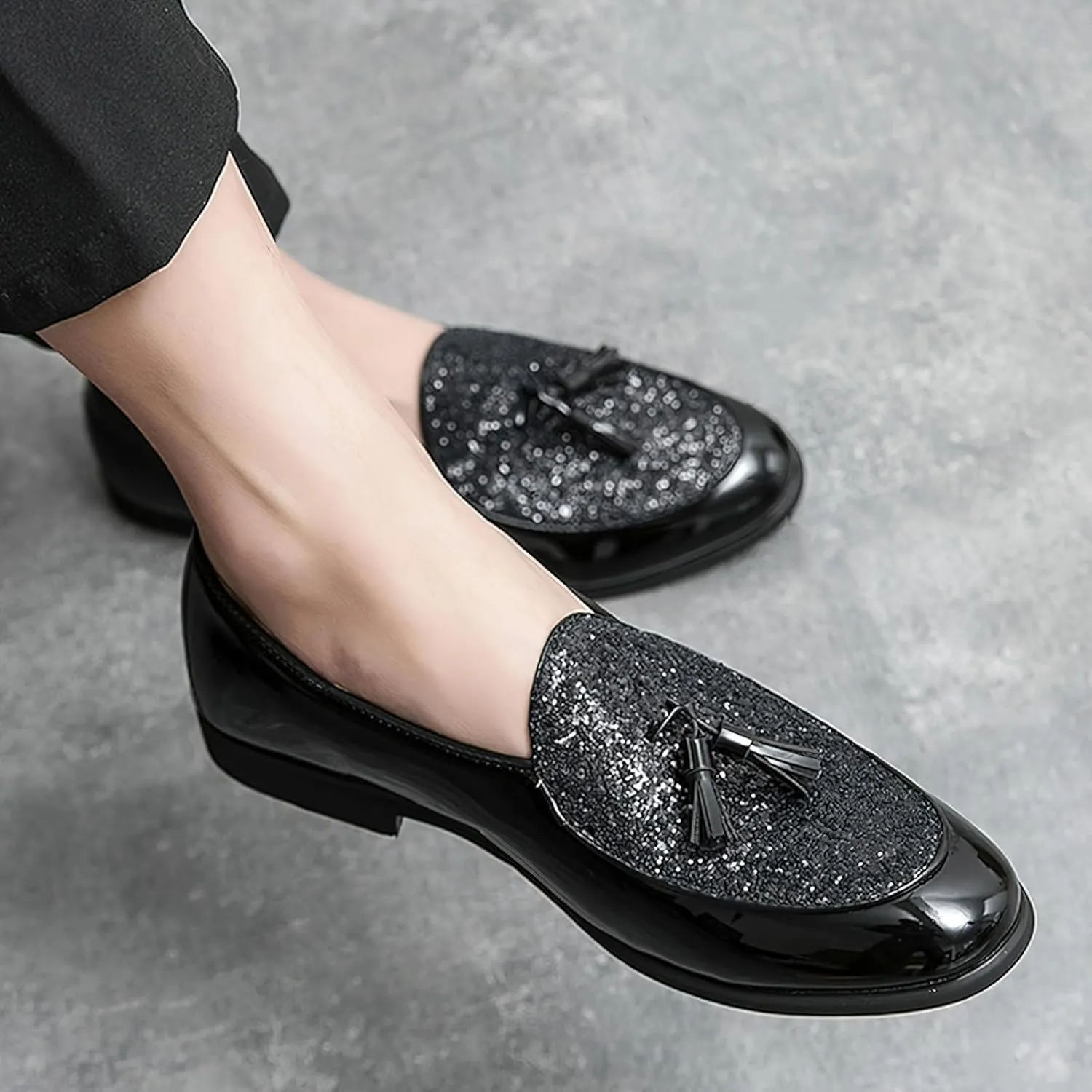 Men's Low-top Tassel Loafer Flats Classic Slip-on Formal Dress Shoes