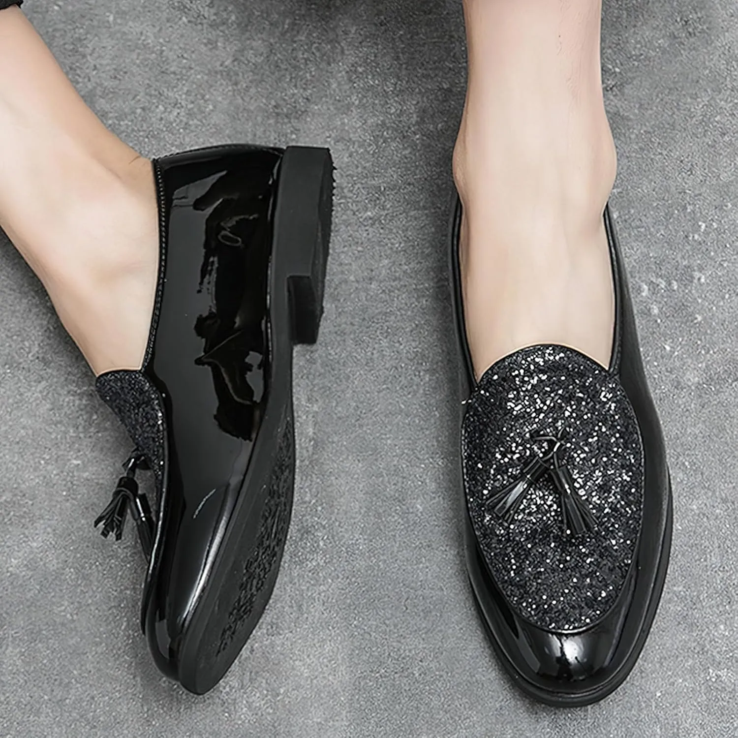 Men's Low-top Tassel Loafer Flats Classic Slip-on Formal Dress Shoes