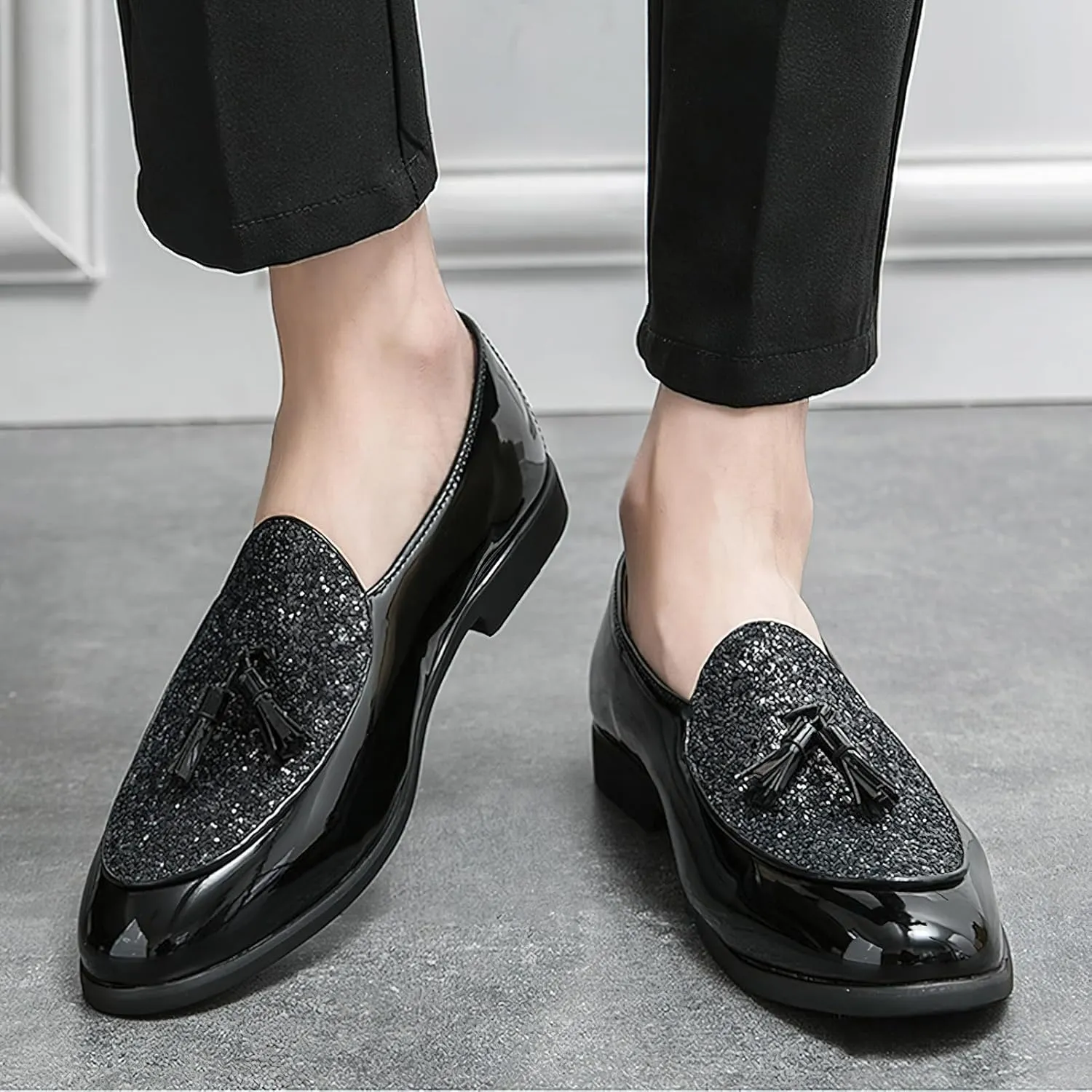 Men's Low-top Tassel Loafer Flats Classic Slip-on Formal Dress Shoes
