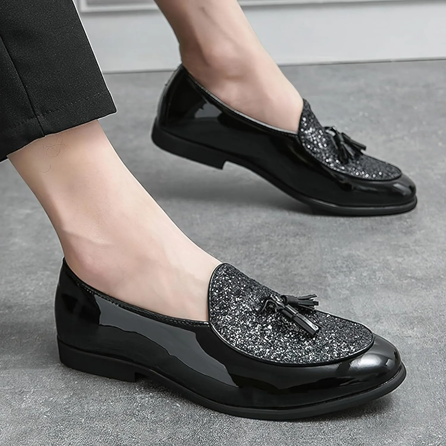 Men's Low-top Tassel Loafer Flats Classic Slip-on Formal Dress Shoes