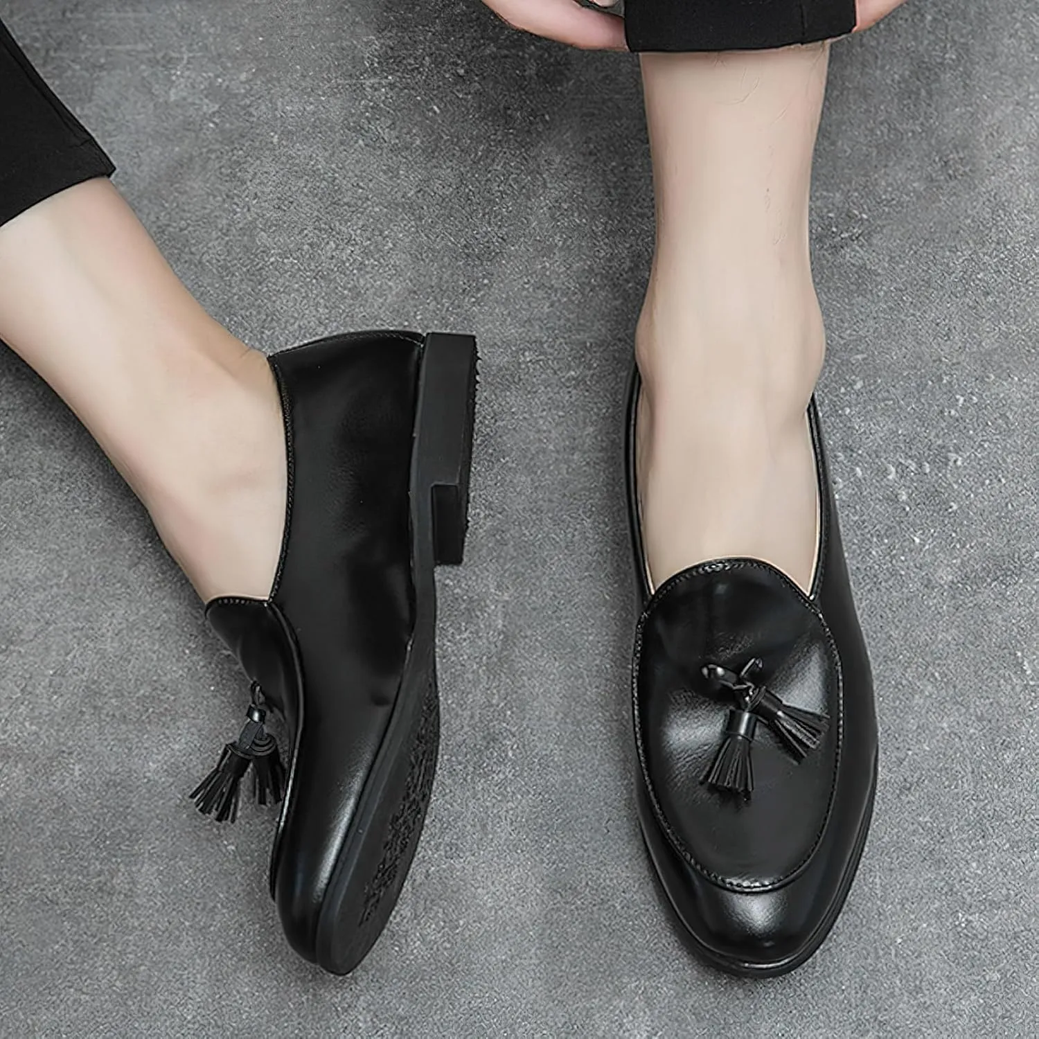 Men's Low-top Tassel Loafer Flats Classic Slip-on Formal Dress Shoes