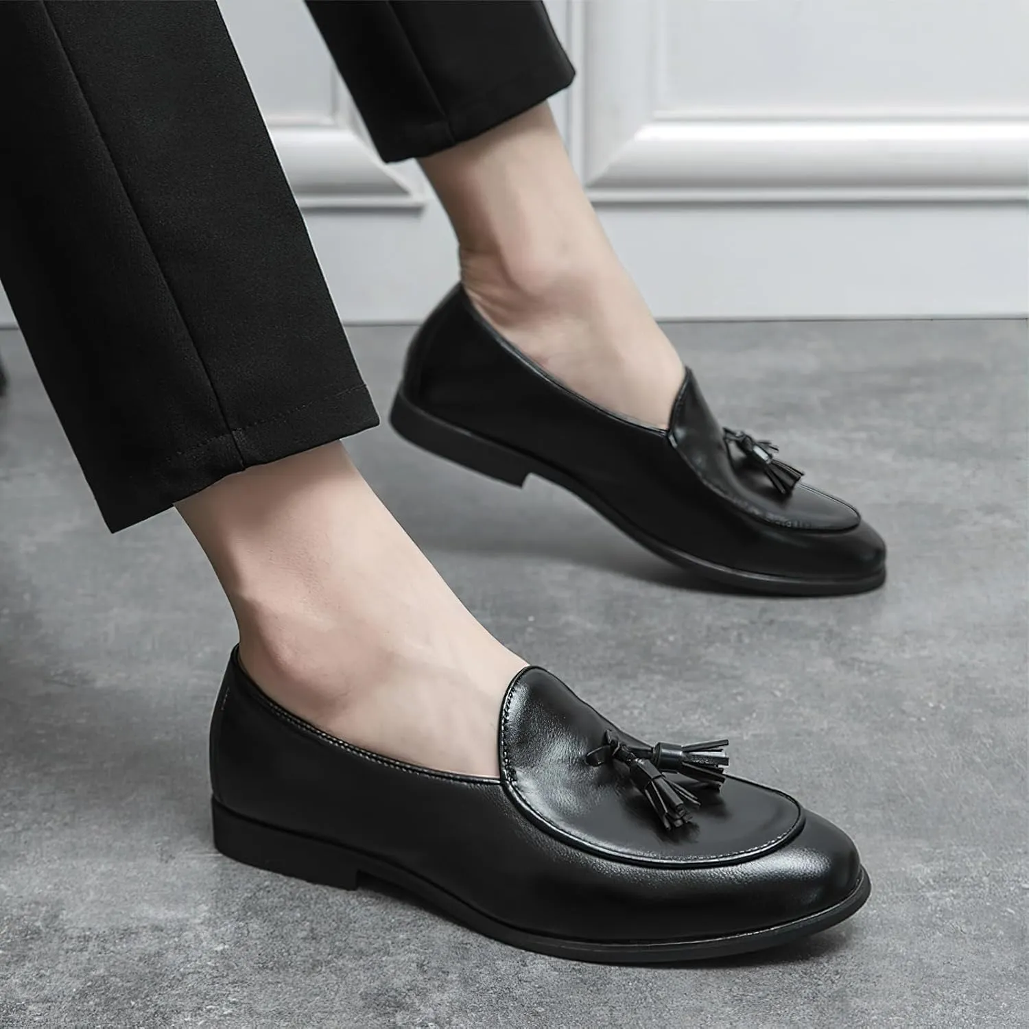 Men's Low-top Tassel Loafer Flats Classic Slip-on Formal Dress Shoes