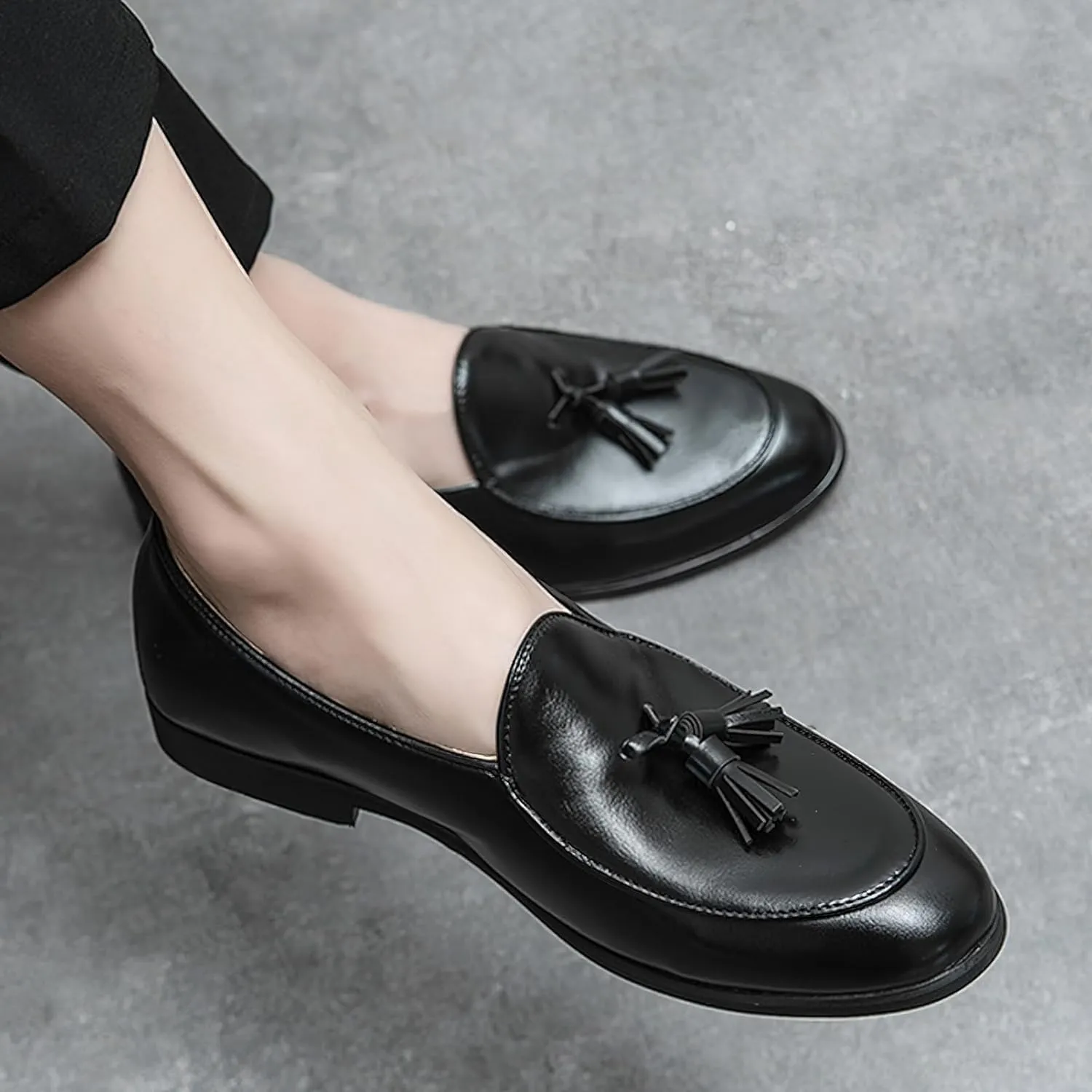 Men's Low-top Tassel Loafer Flats Classic Slip-on Formal Dress Shoes