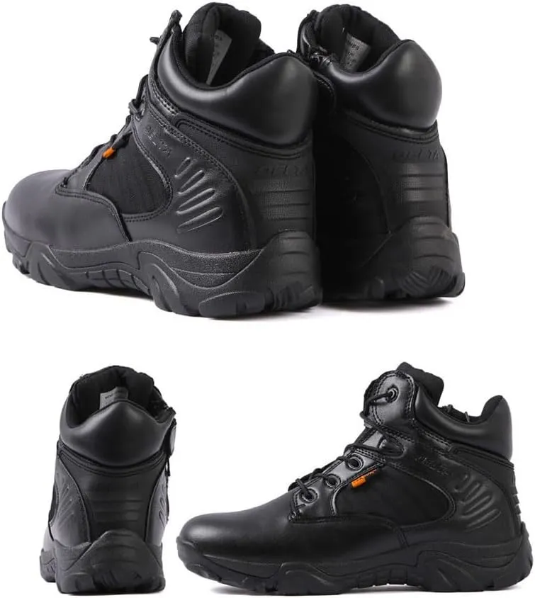 Mens Military Tactical Boot, Men's Low Height Waterproof Side Zip and Lace up Army Combat Boots, Resistant Combat Sneakers Shoes Wide Toe Box, for Hiking, Hunting, Working