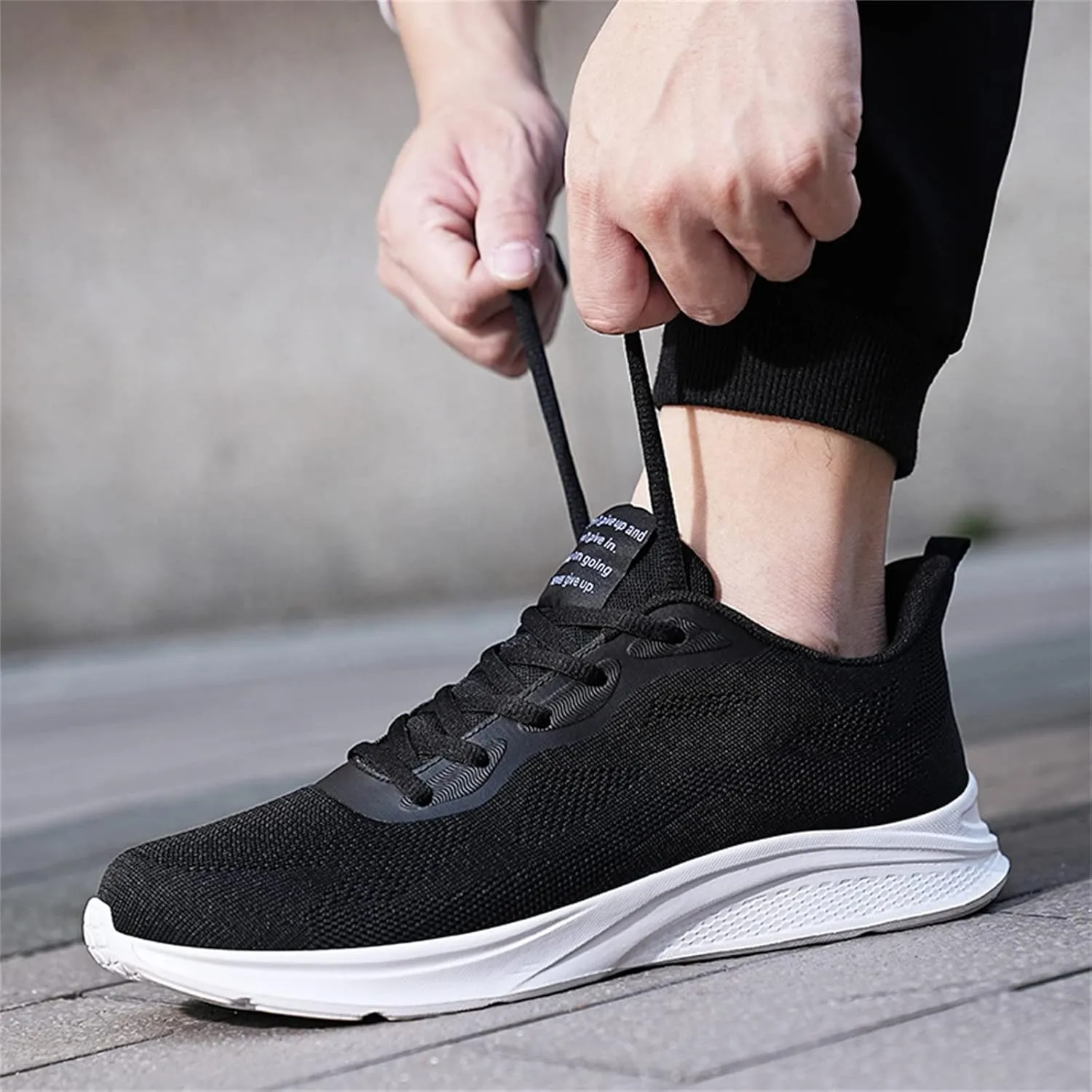 Men's Recovery Shoes Lace Up Solid Running Shoes Casual Fashion Sneakers Lightweight Air 1 Sneaker Shield for Mens