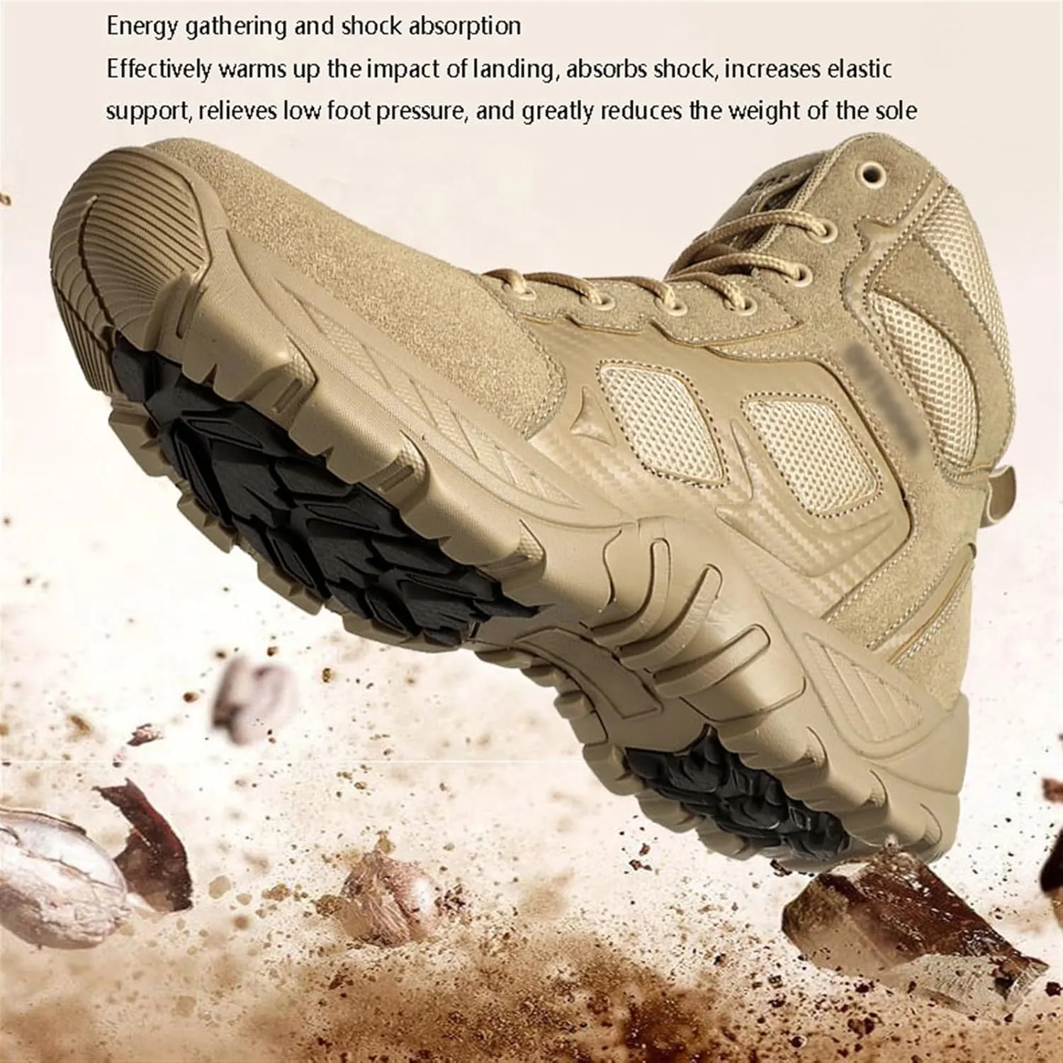 Men's Side Zip Uniform Military Work Ankle Boots, Mens Waterproof Anti Slip Breathable Lace Up High Top Combat Boots, Durable Combat Work Shoes Lightweight Hiking Walking Boots