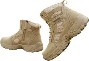 Men's Side Zip Uniform Military Work Ankle Boots, Mens Waterproof Anti Slip Breathable Lace Up High Top Combat Boots, Durable Combat Work Shoes Lightweight Hiking Walking Boots