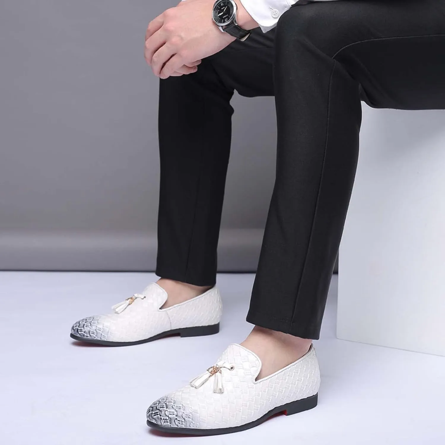 Mens Slip On Dress Shoes Leather Tassel Loafers