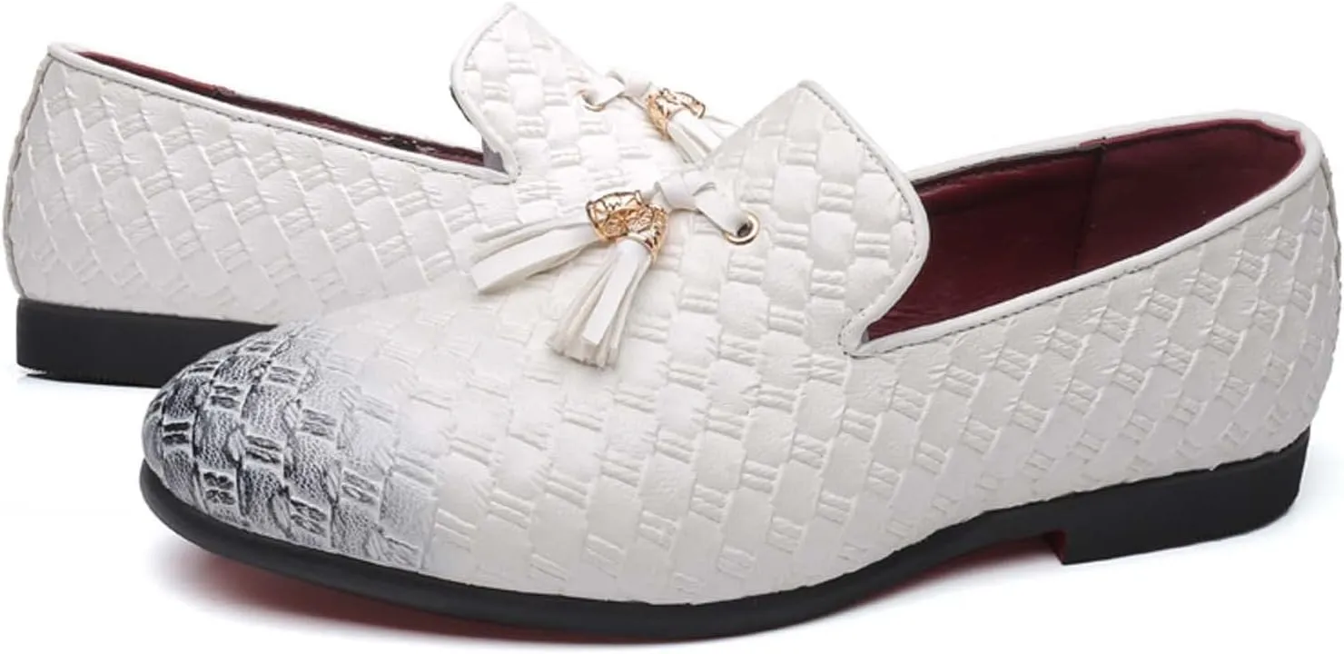 Mens Slip On Dress Shoes Leather Tassel Loafers