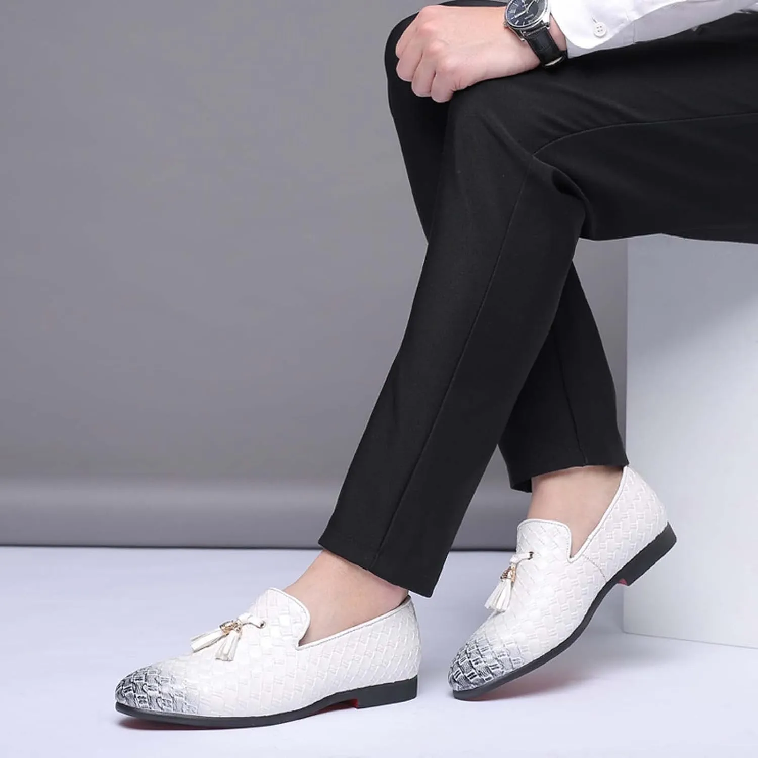 Mens Slip On Dress Shoes Leather Tassel Loafers
