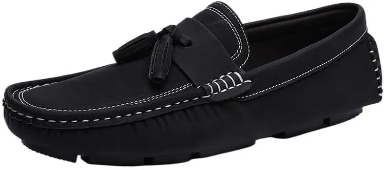 Men's Tassel Loafers - PU Leather Slip-On Shoes with Flat Heel, Lightweight and Comfortable for Casual and Formal Occasions, Ideal for Weddings and Parties