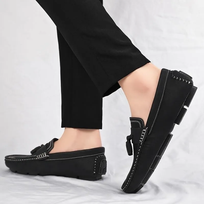 Men's Tassel Loafers - PU Leather Slip-On Shoes with Flat Heel, Lightweight and Comfortable for Casual and Formal Occasions, Ideal for Weddings and Parties