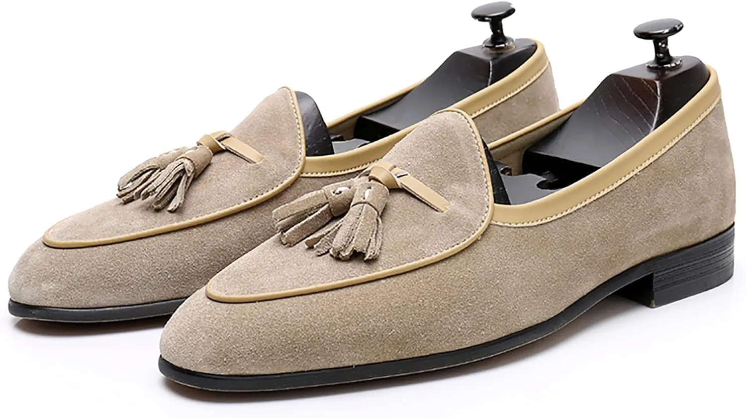 Men's Tassel Slip-on Loafers Casual Leather Shoes for Men Slip On Leather Driving Shoes Comfortable Shoes Business Dress Formal Shoes,Beige,8.5US/42EU