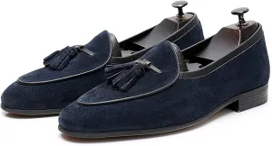 Men's Tassel Slip-on Loafers Casual Leather Shoes for Men Slip On Leather Driving Shoes Comfortable Shoes Business Dress Formal Shoes,Blue,7US/39EU