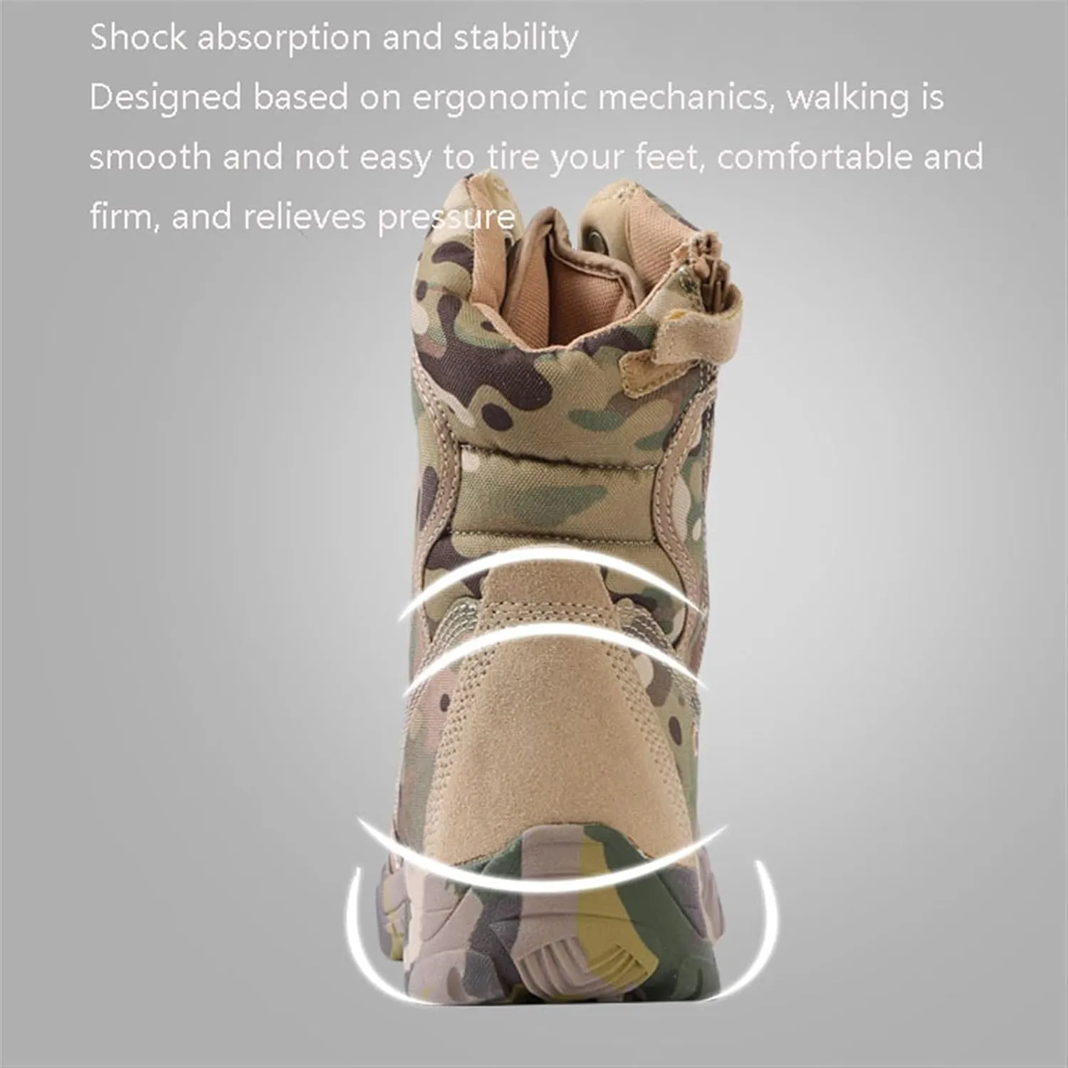Mens Waterproof Military Work Boots, Mens Camouflage High Top Slip Resistant Side Zipper Combat Boots, Lace Up Breathable Patrol Boots, for Outdoor Sports Camping Combat