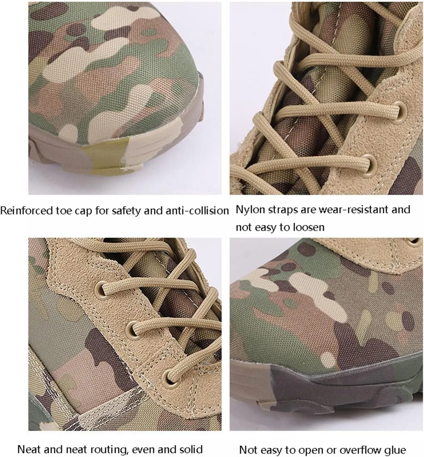 Mens Waterproof Military Work Boots, Mens Camouflage High Top Slip Resistant Side Zipper Combat Boots, Lace Up Breathable Patrol Boots, for Outdoor Sports Camping Combat