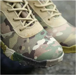 Mens Waterproof Military Work Boots, Mens Camouflage High Top Slip Resistant Side Zipper Combat Boots, Lace Up Breathable Patrol Boots, for Outdoor Sports Camping Combat