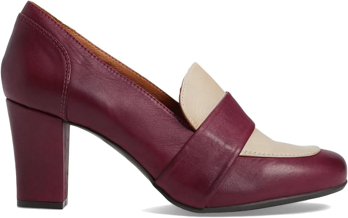MOOMMO Women Chunky Block High Heel Loafers Pumps Square Closed Toe Two-Toned Penny Loafer Slip On Kitten Heel Oxford Shoes Office Business Professional Work Loafer Classic Elegant Patchwork 4-11 M US