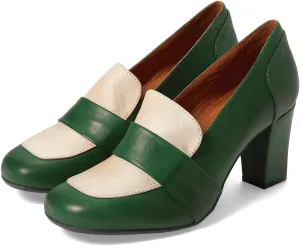 MOOMMO Women Chunky Block High Heel Loafers Pumps Square Closed Toe Two-Toned Penny Loafer Slip On Kitten Heel Oxford Shoes Office Business Professional Work Loafer Classic Elegant Patchwork 4-11 M US