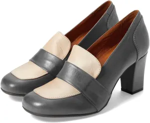 MOOMMO Women Chunky Block High Heel Loafers Pumps Square Closed Toe Two-Toned Penny Loafer Slip On Kitten Heel Oxford Shoes Office Business Professional Work Loafer Classic Elegant Patchwork 4-11 M US