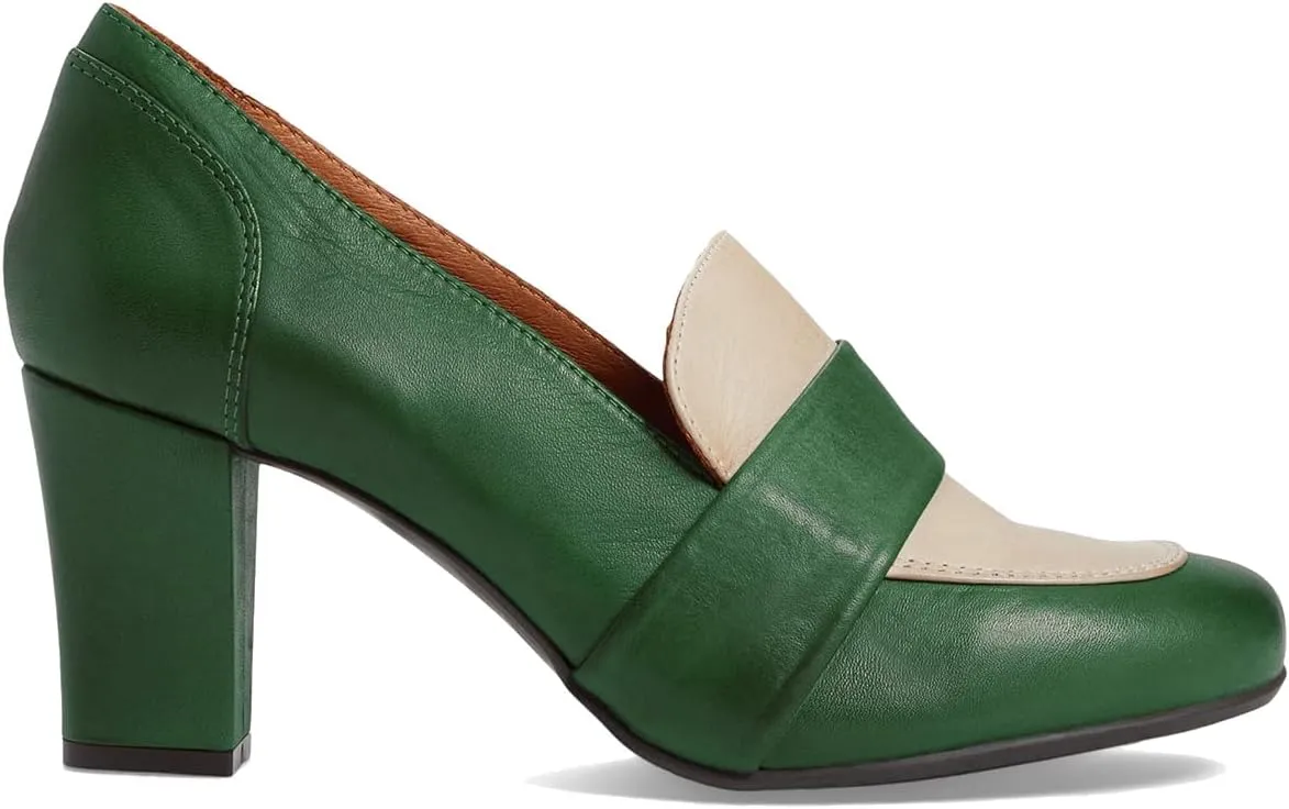 MOOMMO Women Chunky Block High Heel Loafers Pumps Square Closed Toe Two-Toned Penny Loafer Slip On Kitten Heel Oxford Shoes Office Business Professional Work Loafer Classic Elegant Patchwork 4-11 M US