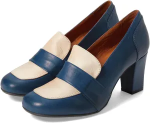 MOOMMO Women Chunky Block High Heel Loafers Pumps Square Closed Toe Two-Toned Penny Loafer Slip On Kitten Heel Oxford Shoes Office Business Professional Work Loafer Classic Elegant Patchwork 4-11 M US