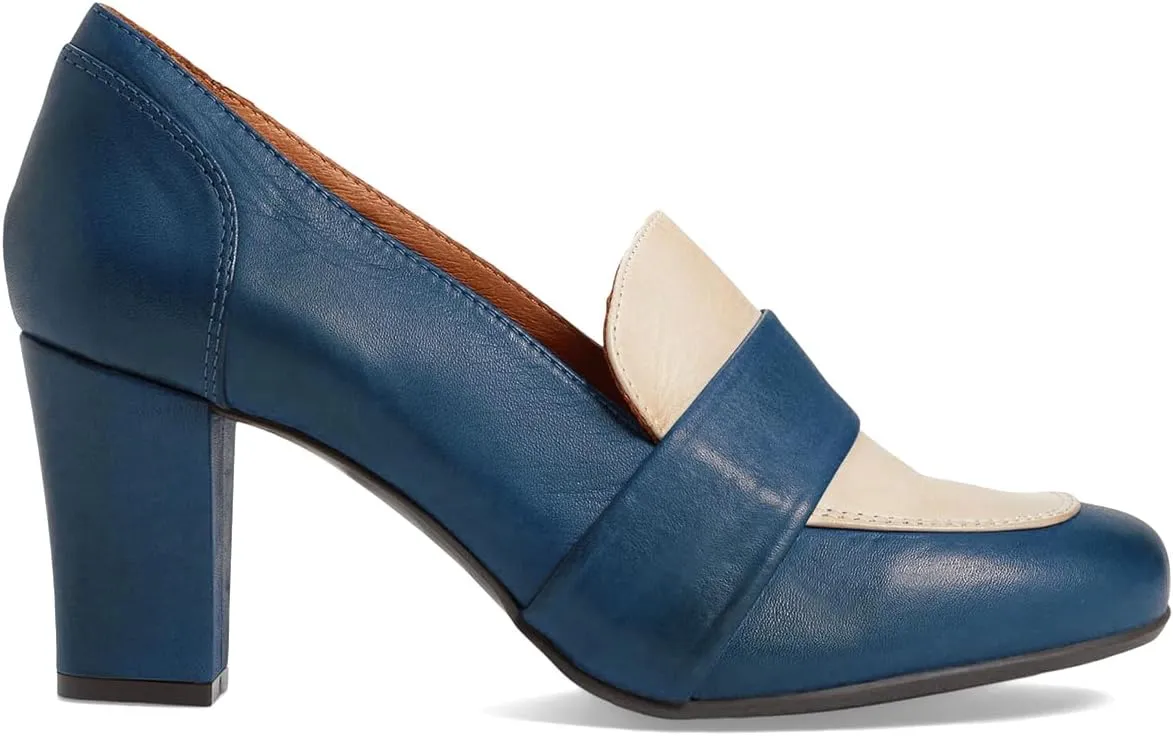 MOOMMO Women Chunky Block High Heel Loafers Pumps Square Closed Toe Two-Toned Penny Loafer Slip On Kitten Heel Oxford Shoes Office Business Professional Work Loafer Classic Elegant Patchwork 4-11 M US