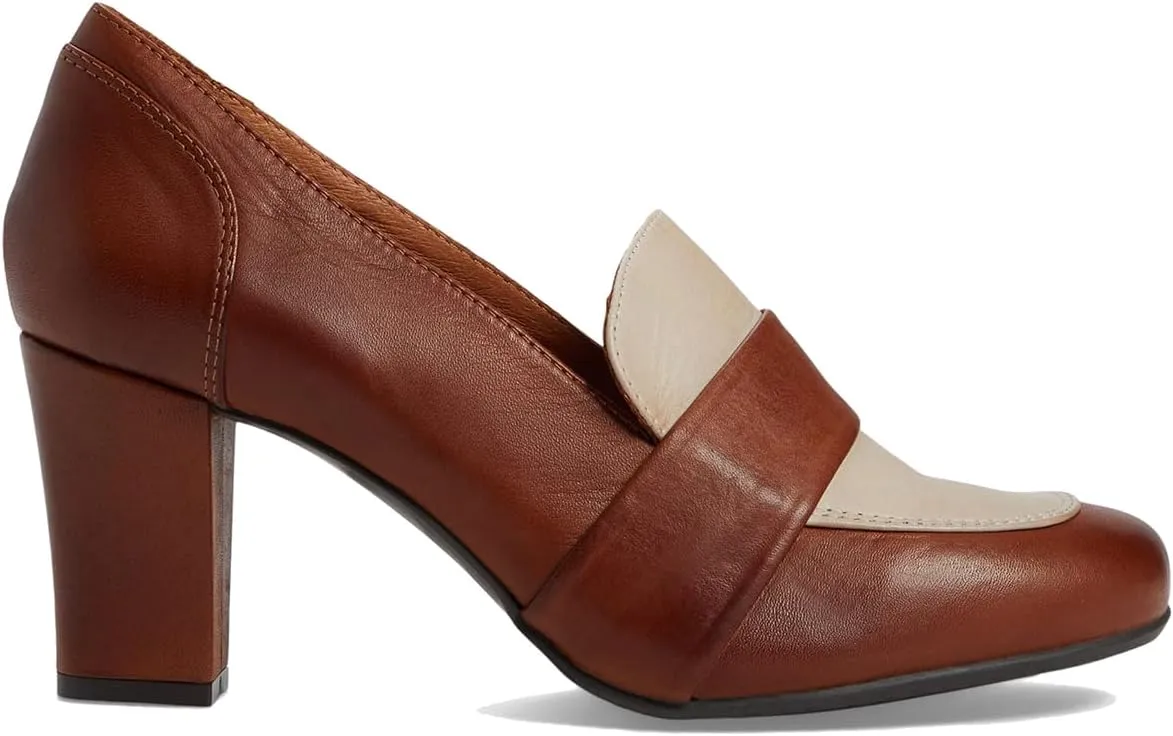 MOOMMO Women Chunky Block High Heel Loafers Pumps Square Closed Toe Two-Toned Penny Loafer Slip On Kitten Heel Oxford Shoes Office Business Professional Work Loafer Classic Elegant Patchwork 4-11 M US