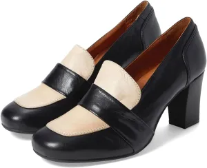 MOOMMO Women Chunky Block High Heel Loafers Pumps Square Closed Toe Two-Toned Penny Loafer Slip On Kitten Heel Oxford Shoes Office Business Professional Work Loafer Classic Elegant Patchwork 4-11 M US