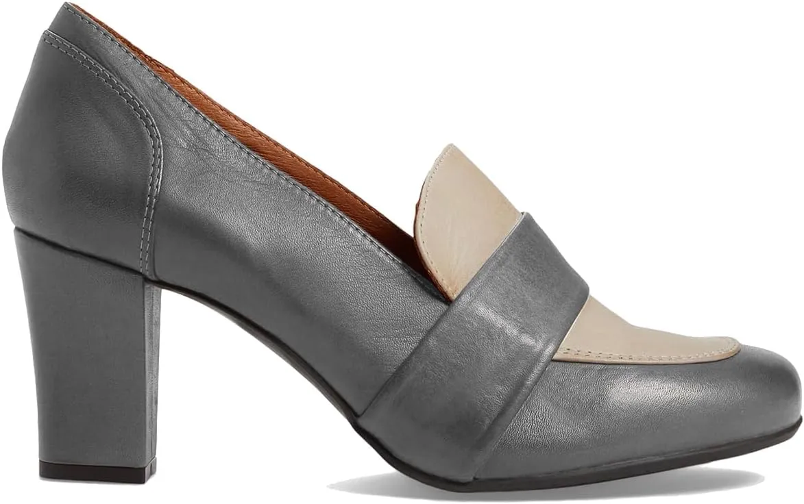 MOOMMO Women Chunky Block High Heel Loafers Pumps Square Closed Toe Two-Toned Penny Loafer Slip On Kitten Heel Oxford Shoes Office Business Professional Work Loafer Classic Elegant Patchwork 4-11 M US