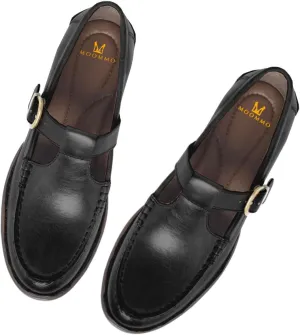 MOOMMO Women Vintage Flat Loafers Round Closed Toe Slip On Oxford Loafer Shoes Burnished Matte Flat Penny Loafers Buckle T-Strap Dressy Office Work Flats Comfy Daily Driver Loafer Flats Chic 4-11 M US
