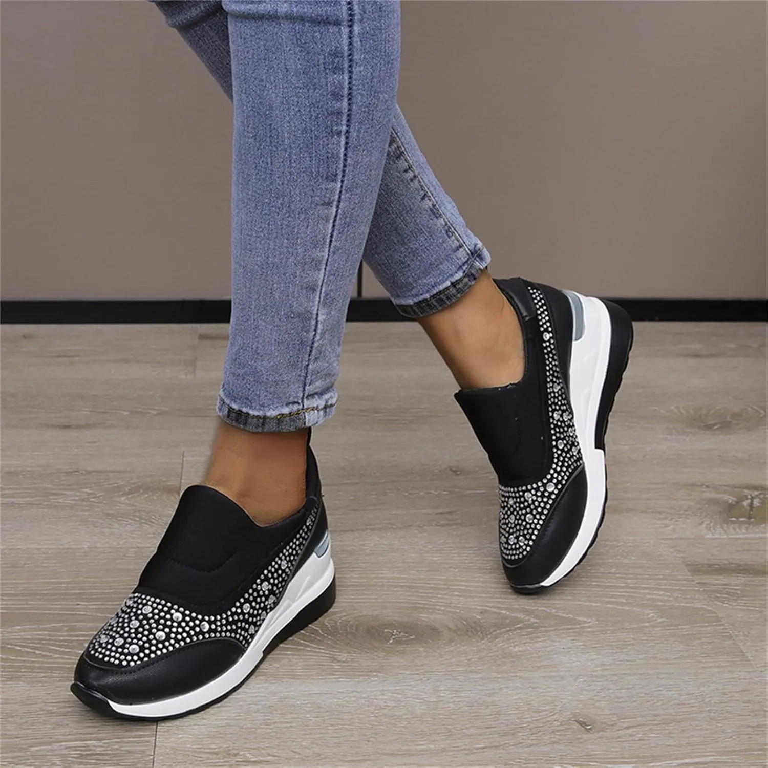 Mules for Women Flats White Sneakers Men Flats Shoes Women Dressy Comfortable Round Toe Flats Comfortable Loafers for Women 2024 Platform Sneakers for Women Black