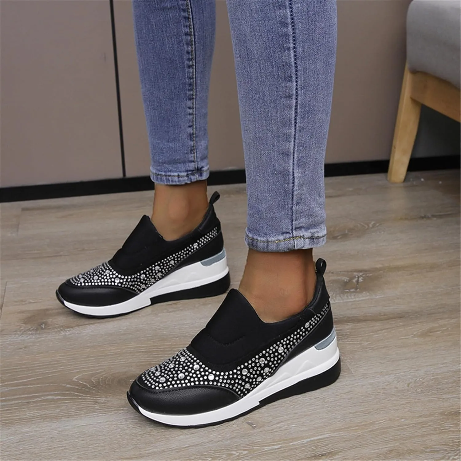 Mules for Women Flats White Sneakers Men Flats Shoes Women Dressy Comfortable Round Toe Flats Comfortable Loafers for Women 2024 Platform Sneakers for Women Black