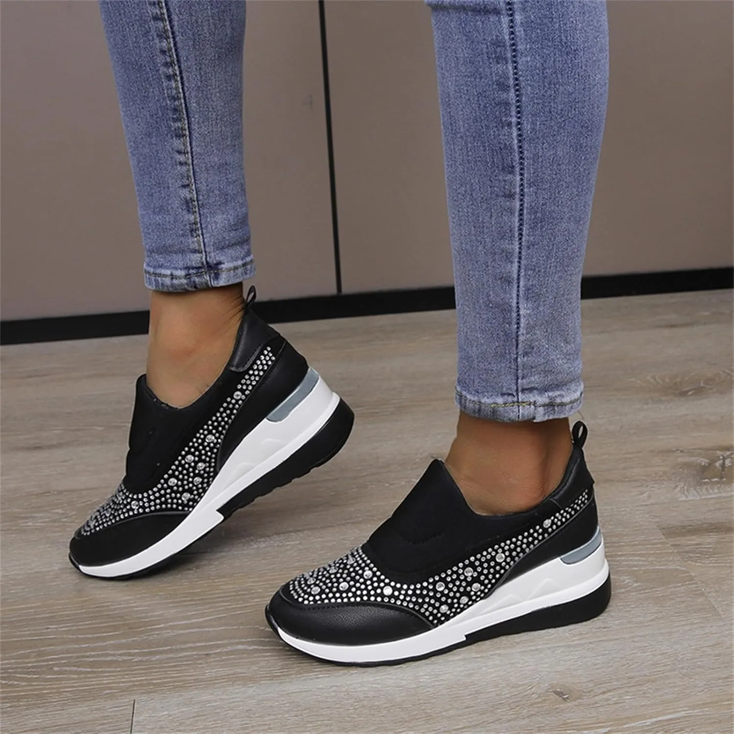 Mules for Women Flats White Sneakers Men Flats Shoes Women Dressy Comfortable Round Toe Flats Comfortable Loafers for Women 2024 Platform Sneakers for Women Black