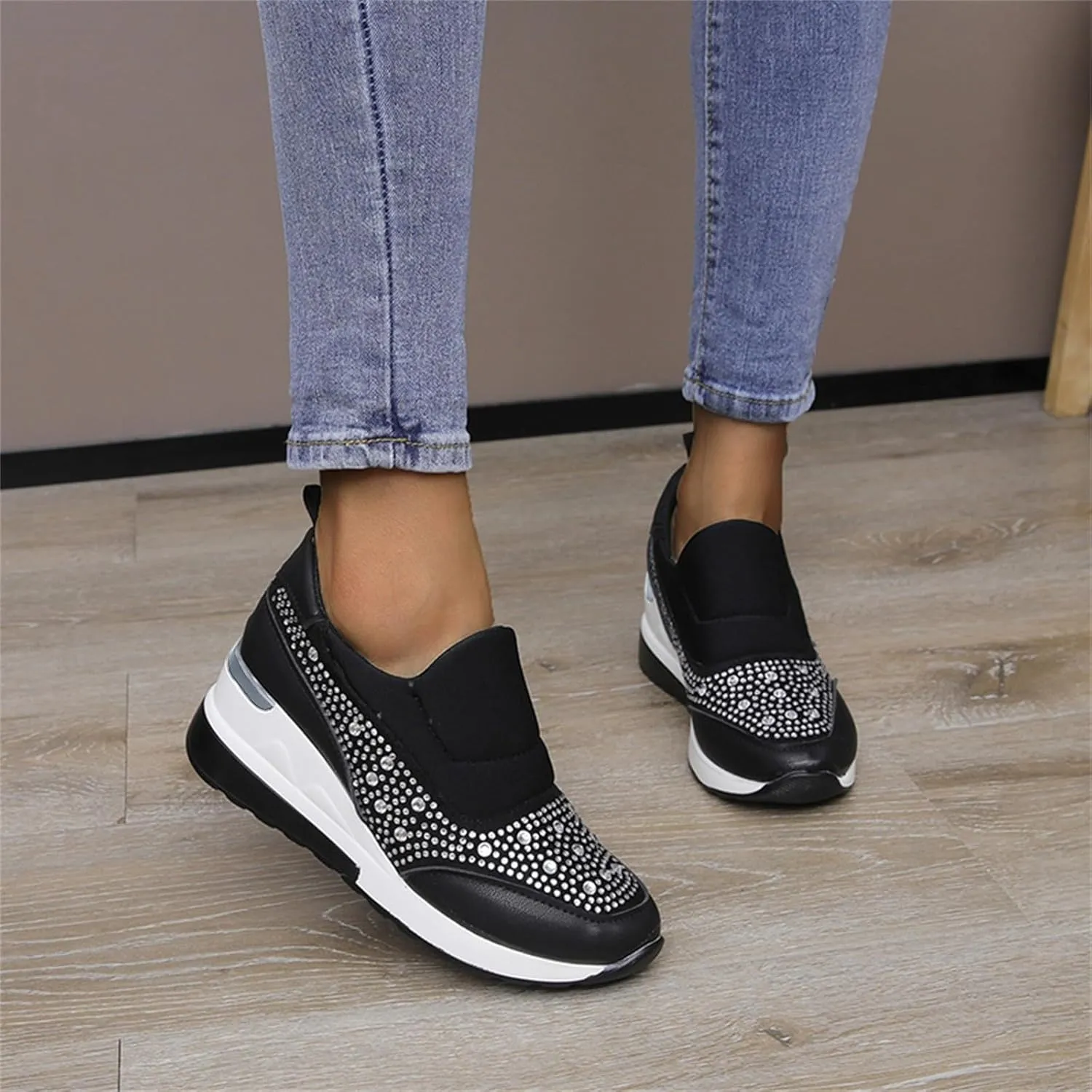 Mules for Women Flats White Sneakers Men Flats Shoes Women Dressy Comfortable Round Toe Flats Comfortable Loafers for Women 2024 Platform Sneakers for Women Black