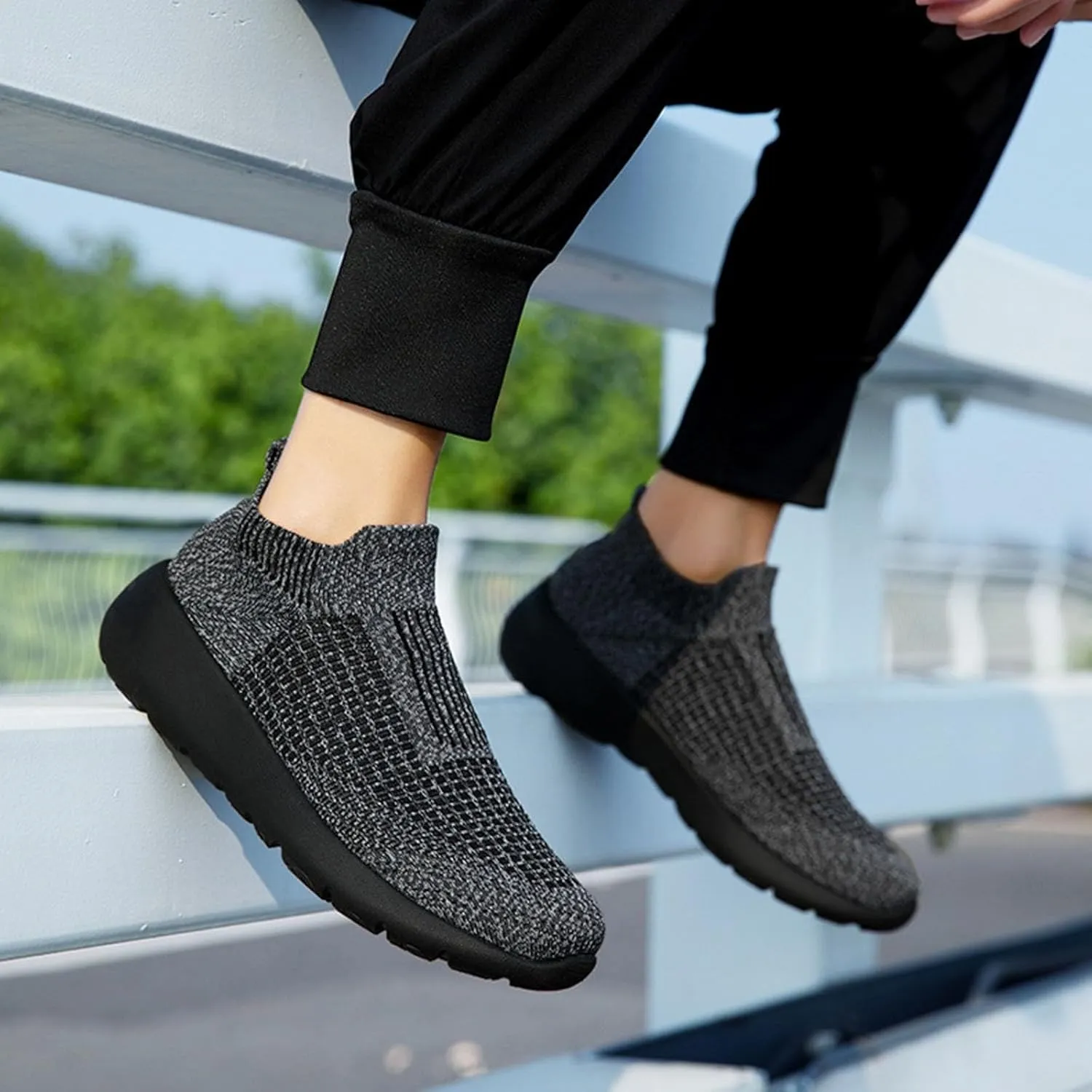 Non Slip Work Sport Shoes for Men Arch Support Plantar Fasciitis Shoes Elastic Cushion Sneakers for Men