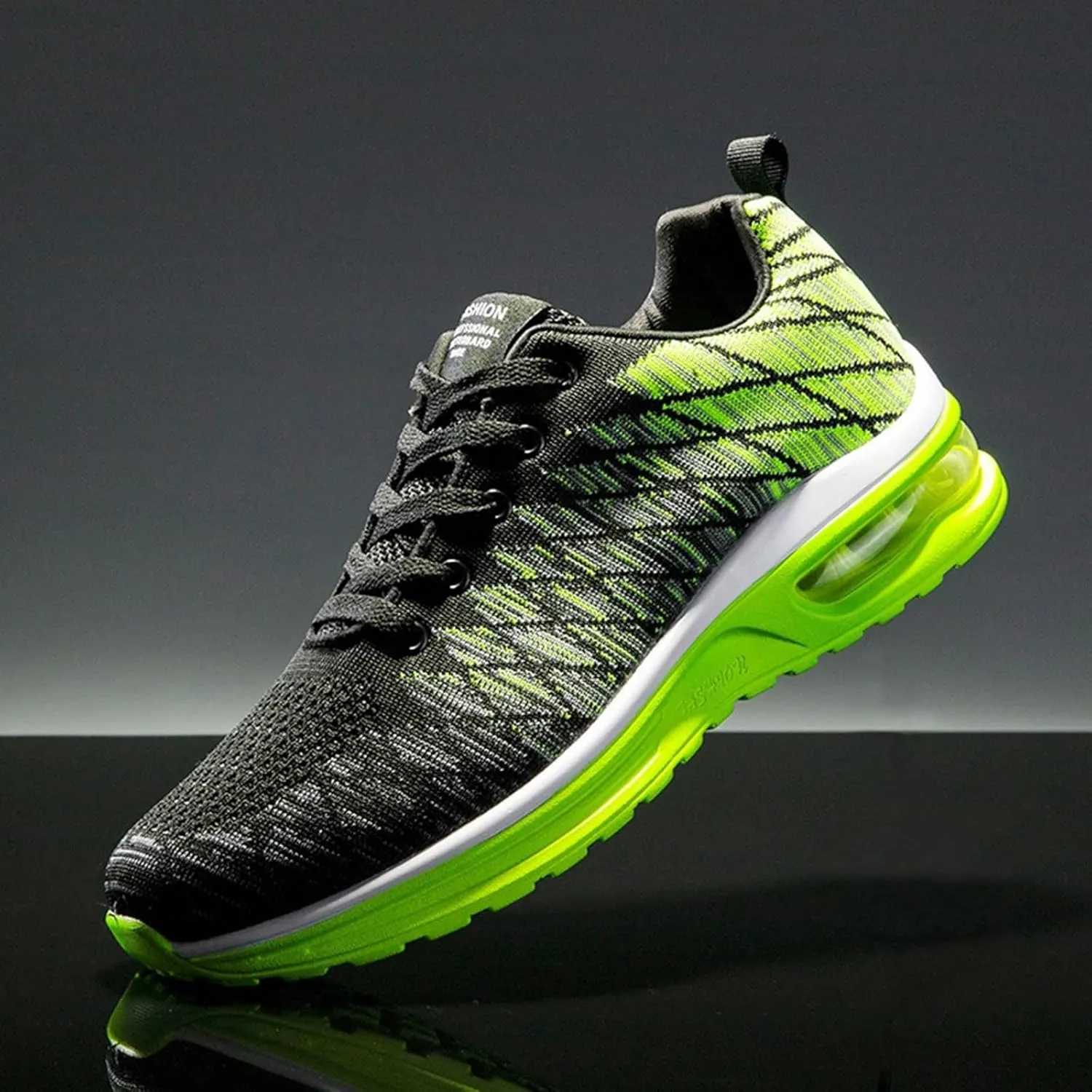 Non Slip Work Sport Shoes for Men Lightweight Air Cushion Sole Sneaker Elastic Fly Woven Mesh Jogging Sneaker