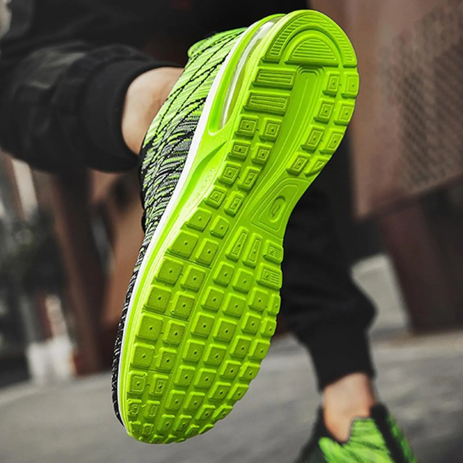 Non Slip Work Sport Shoes for Men Lightweight Air Cushion Sole Sneaker Elastic Fly Woven Mesh Jogging Sneaker