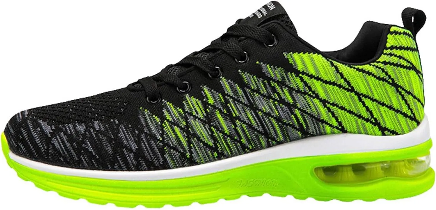 Non Slip Work Sport Shoes for Men Lightweight Air Cushion Sole Sneaker Elastic Fly Woven Mesh Jogging Sneaker